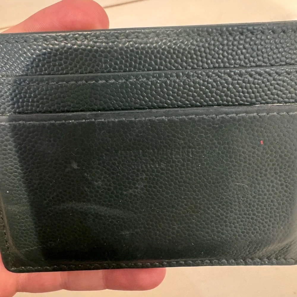 Saint Laurent Dark Green Key Card Holder Minimalist Design